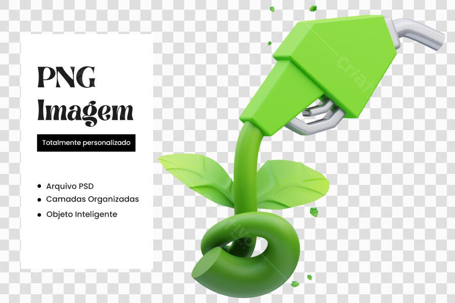 Elemento 3D Bico Combustível Ecológico Verde PNG Fundo Transparente