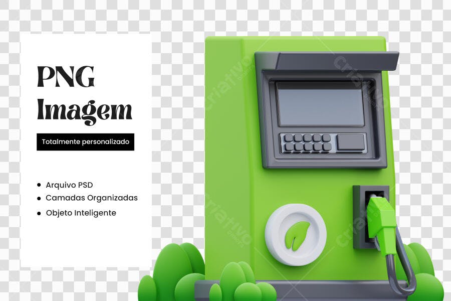 Elemento 3D Bomba de Combustível Verde Sustentabilidade PNG Fundo Transparente