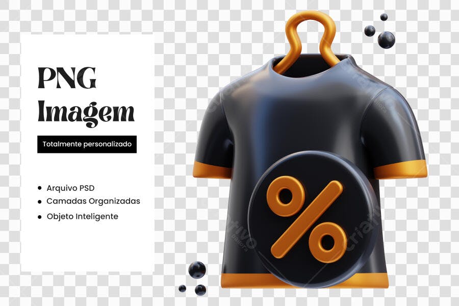 Elemento 3D Camiseta Cabide Desconto Promoção PNG Fundo Transparente