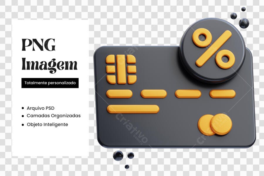 Elemento 3D Cartão de Crédito Desconto Oferta PNG Fundo Transparente