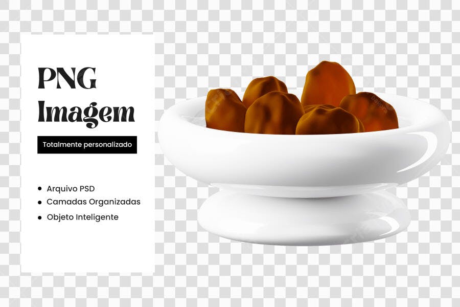 Elemento 3D Doces Brigadeiros Prato Branco PNG Fundo Transparente