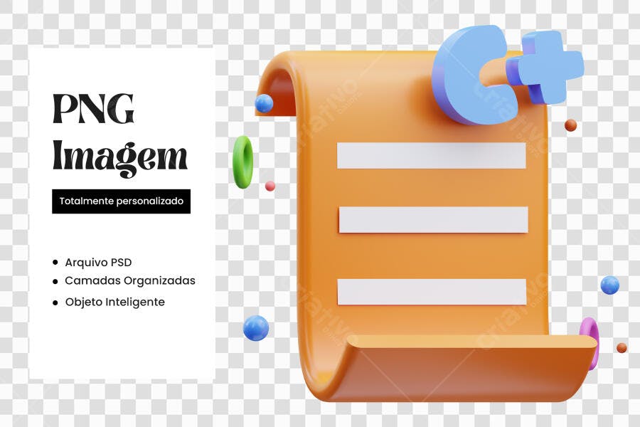 Elemento 3D Documento Adicionar Laranja Azul PNG Fundo Transparente