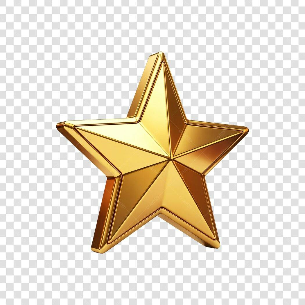 Elemento 3D Estrela Dourada Prêmio Decoração PNG Fundo Transparente