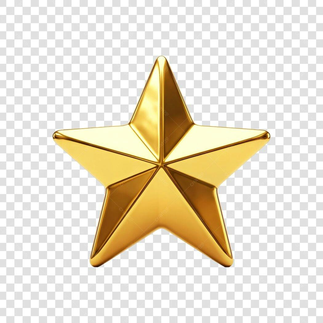 Elemento 3D Estrela Dourada Prêmio Decoração PNG Fundo Transparente
