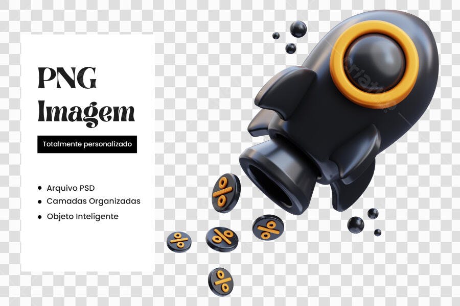 Elemento 3D Foguete Lançamento Vendas PNG Fundo Transparente