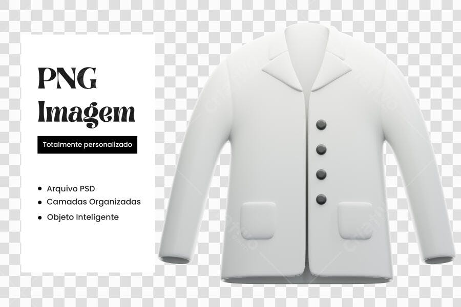 Elemento 3D Jaleco Médico Branco PNG Fundo Transparente