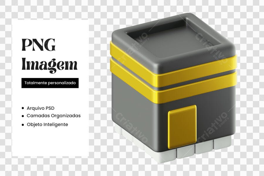 Elemento 3D Kaaba Meca Islâmica PNG Fundo Transparente