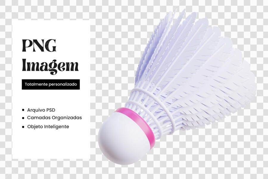 Elemento 3D Peteca Badminton Esporte Rosa PNG Fundo Transparente