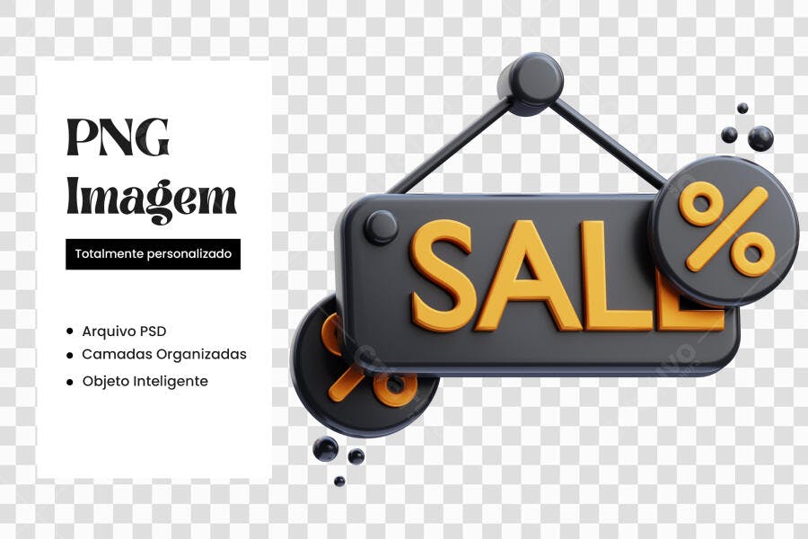 Elemento 3D Placa Sale Promoção Black Friday PNG Fundo Transparente