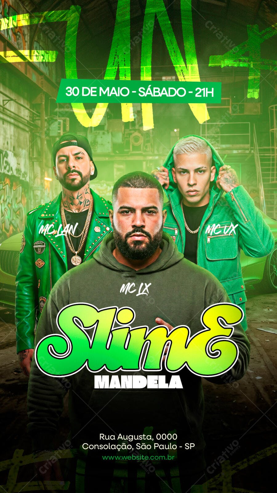 Flyer Festa Slime Mandela Evento Musical PSD Editável