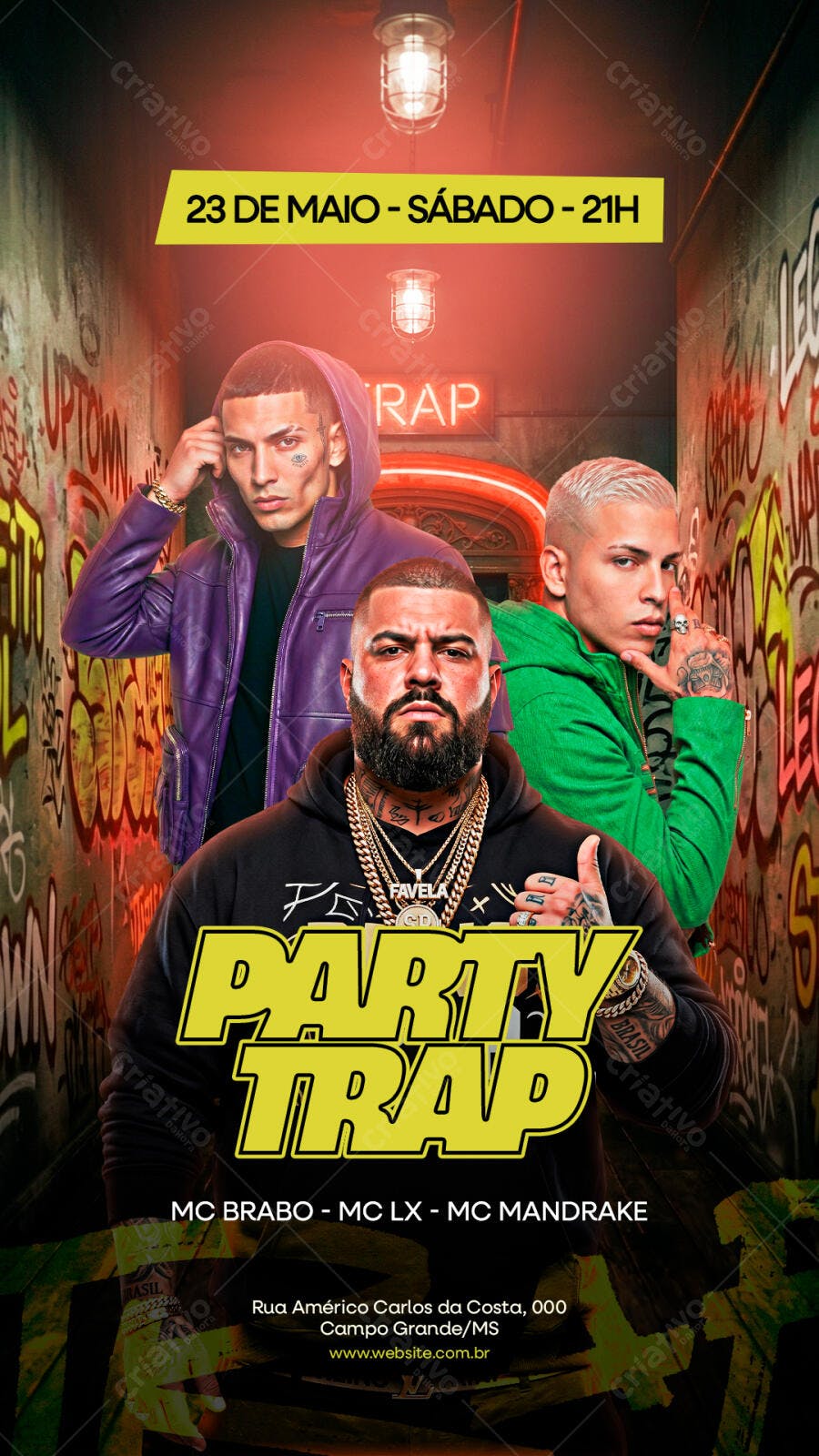 Flyer Party Trap Evento Musical PSD Editável