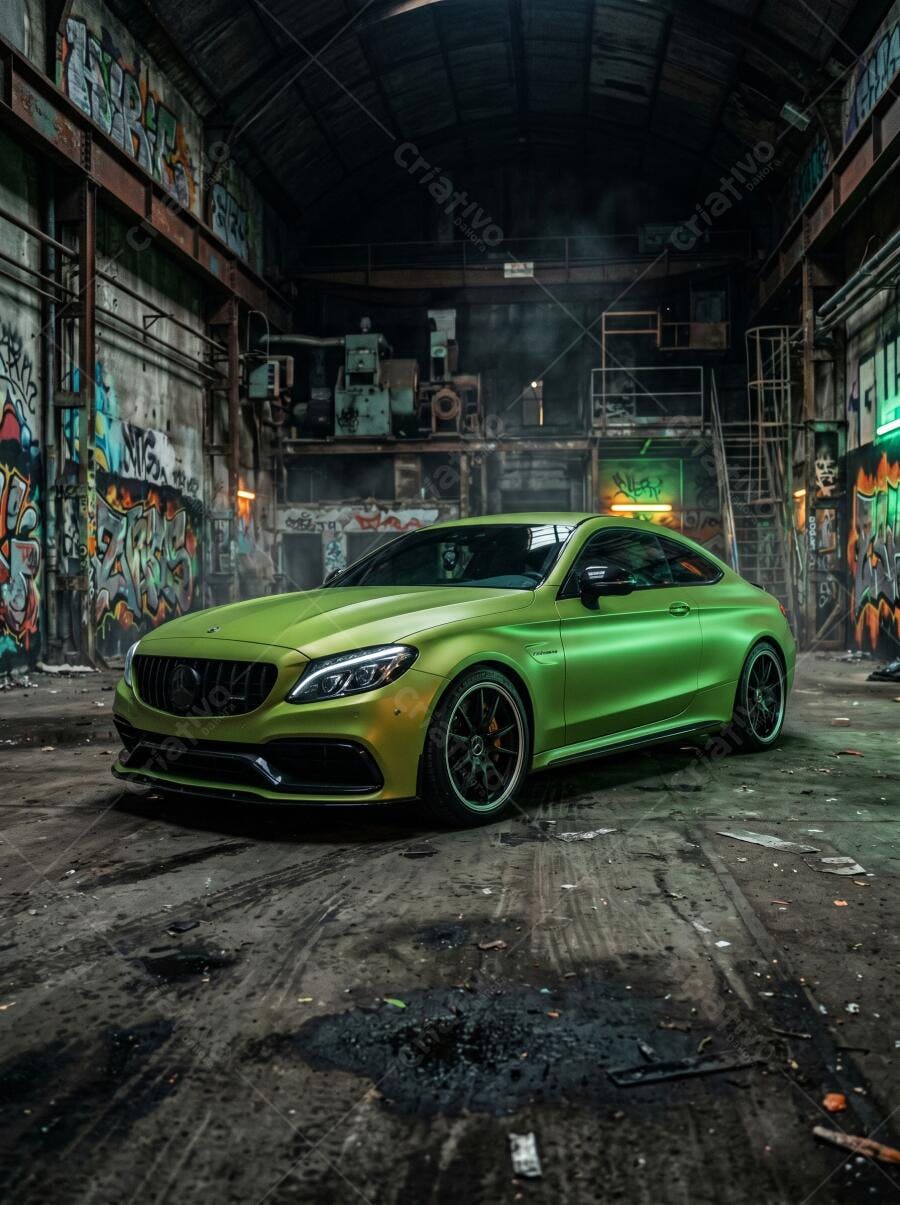 Foto Carro Esportivo Verde Mercedes Benz Galpão Urbano