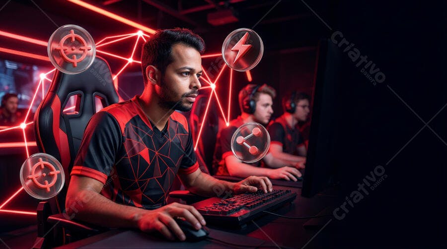 Foto Gamer Jogando Esportes Eletrônicos em Competição E-sports