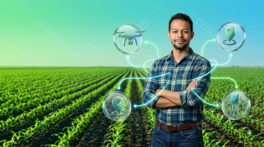 Foto Homem Agricultor Tecnologia Agrícola Campo Milho
