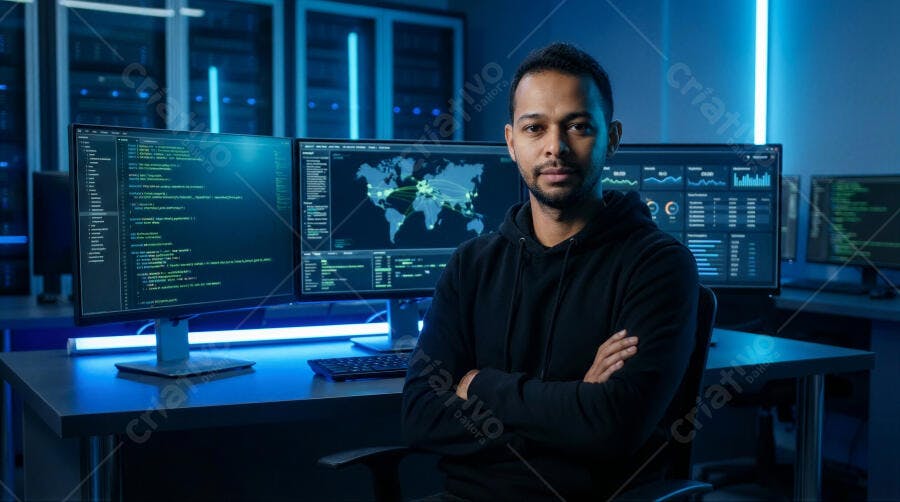 Foto Homem Desenvolvedor TI Programador Data Center