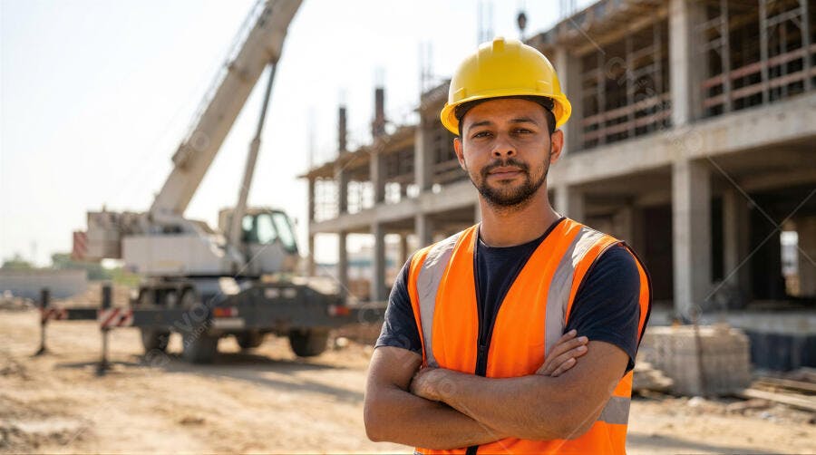 Foto Homem Engenheiro Civil Capacete Obra Construção