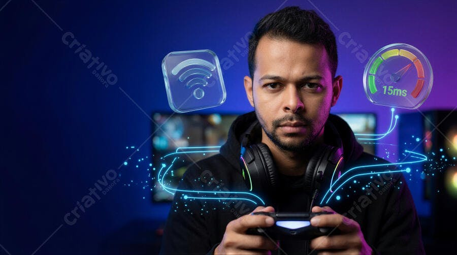 Foto Homem Jogando Videogame Controle Sem Fio Baixa Latência