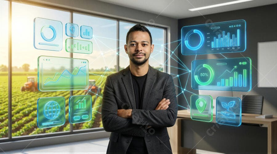 Foto Homem Negócios Agronegócio Tecnologia Digital Agrícola