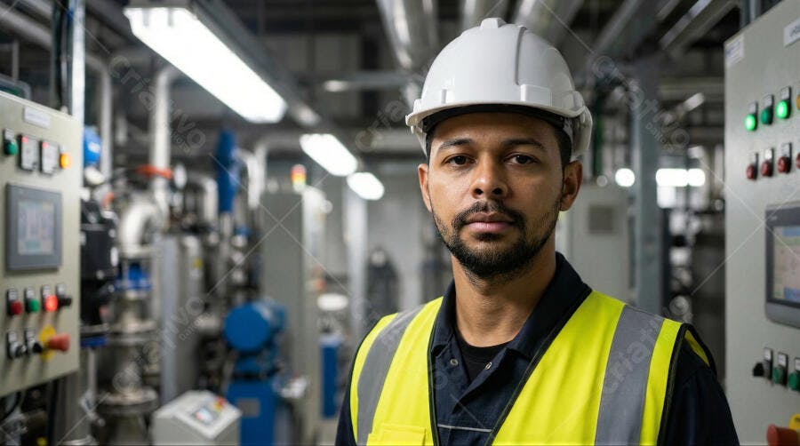 Foto Homem Negro Engenheiro Industrial Capacete Fábrica