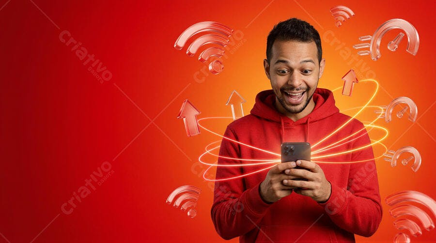 Foto Homem Negro Feliz Usando Celular Internet Rápida