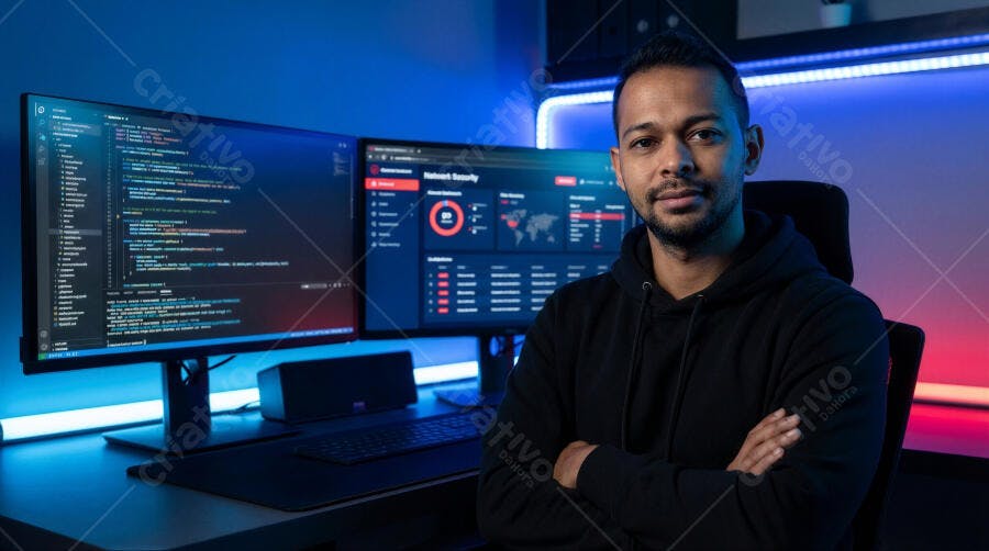 Foto Homem Programador Desenvolvedor TI Trabalhando Noite