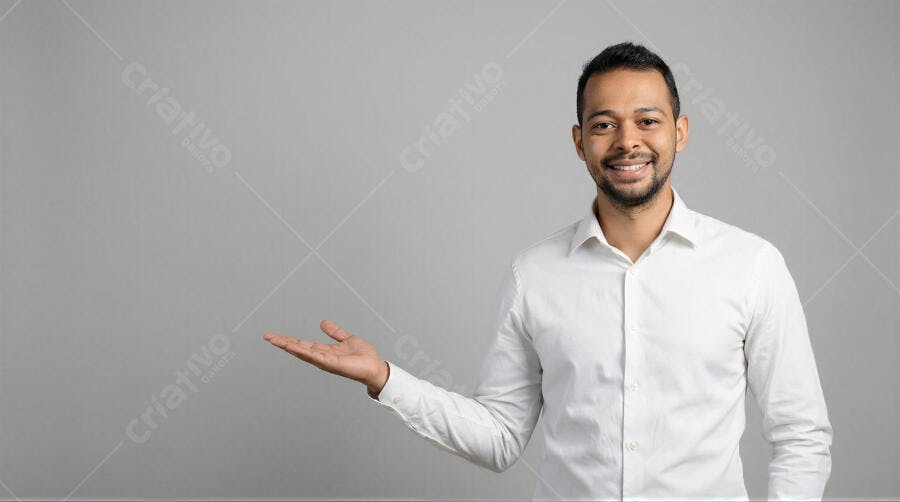 Foto Homem Sorrindo Apontando para o Lado Espaço para Texto
