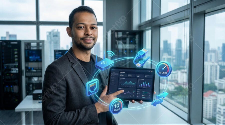 Foto Homem Tecnologia Apresentando Tablet Rede Dados