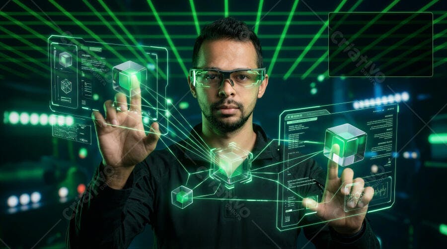 Foto Homem Tecnologia Metaverse Blockchain Realidade Virtual