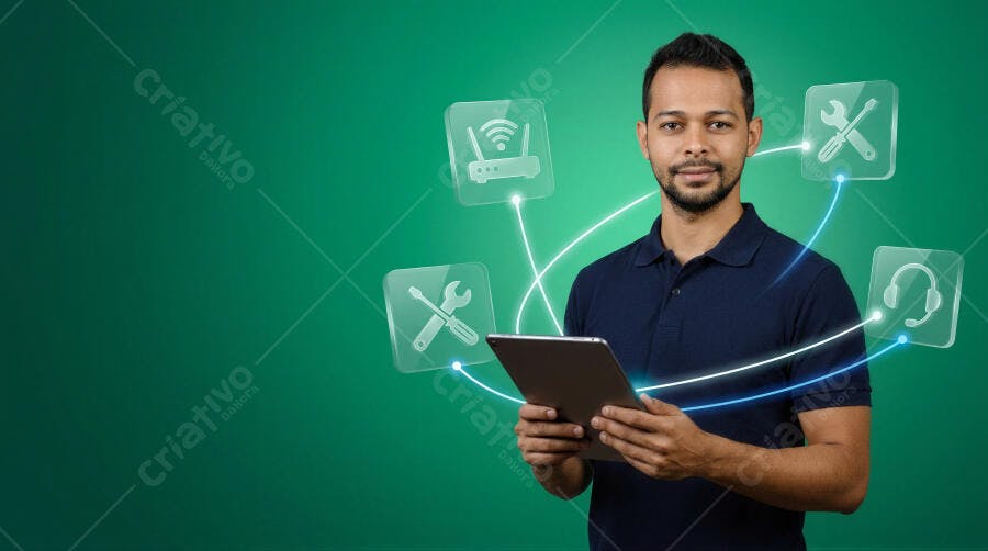 Foto Homem Tecnologia Tablet Suporte Técnico Conectividade