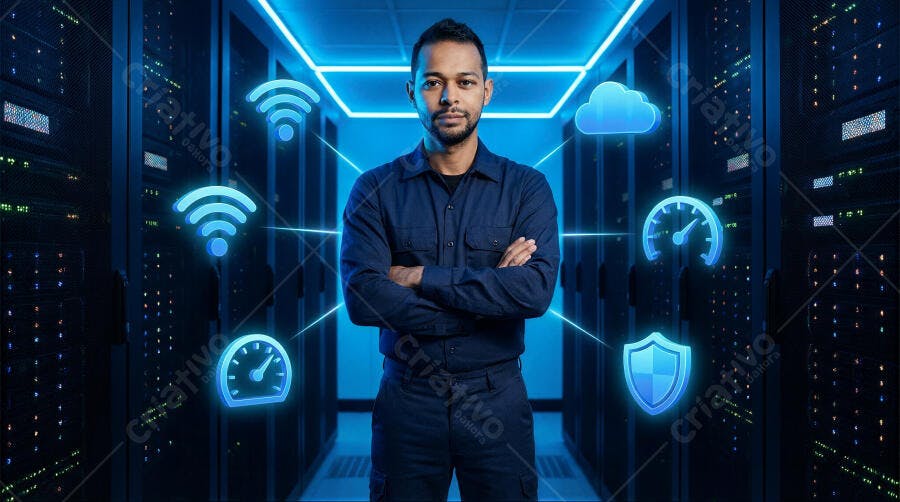 Foto Homem TI Data Center Servidor Rede Nuvem