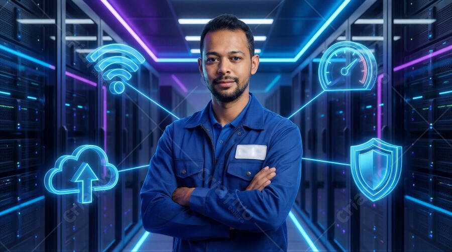 Foto Homem TI Indiano Sorrindo Data Center Tecnologia