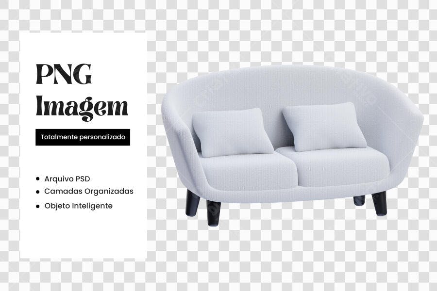 Foto Recortada Sofá Branco Moderno PNG Fundo Transparente