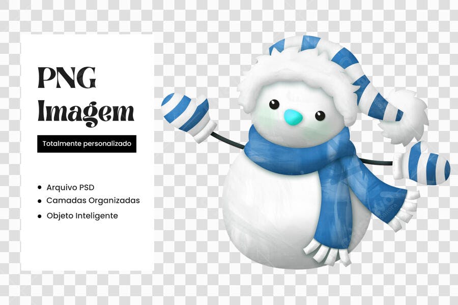 Personagem Ilustrado Boneco de Neve Natal Dezembro PNG Fundo Transparente