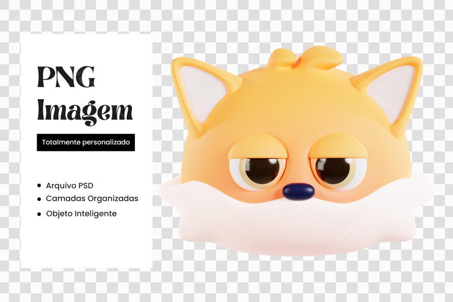 Personagem Ilustrado Raposa Laranja 3D PNG Fundo Transparente