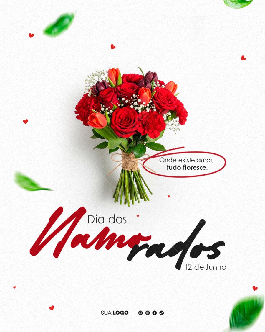 Post Dia dos Namorados 12 de Junho Floricultura PSD Editável