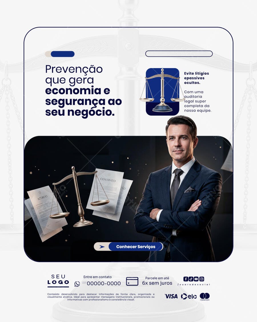 Post Instagram Advocacia Auditoria Legal PSD Editável