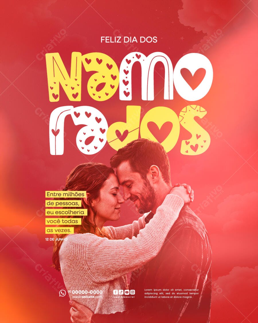 Post Instagram Dia dos Namorados 12 de Junho PSD Editável