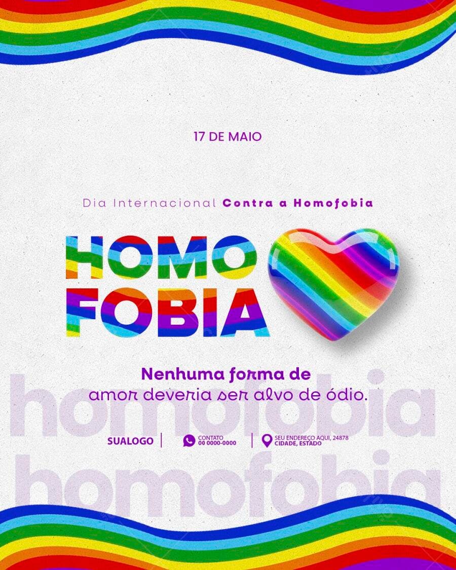 Post Instagram Dia Internacional Contra Homofobia PSD Editável