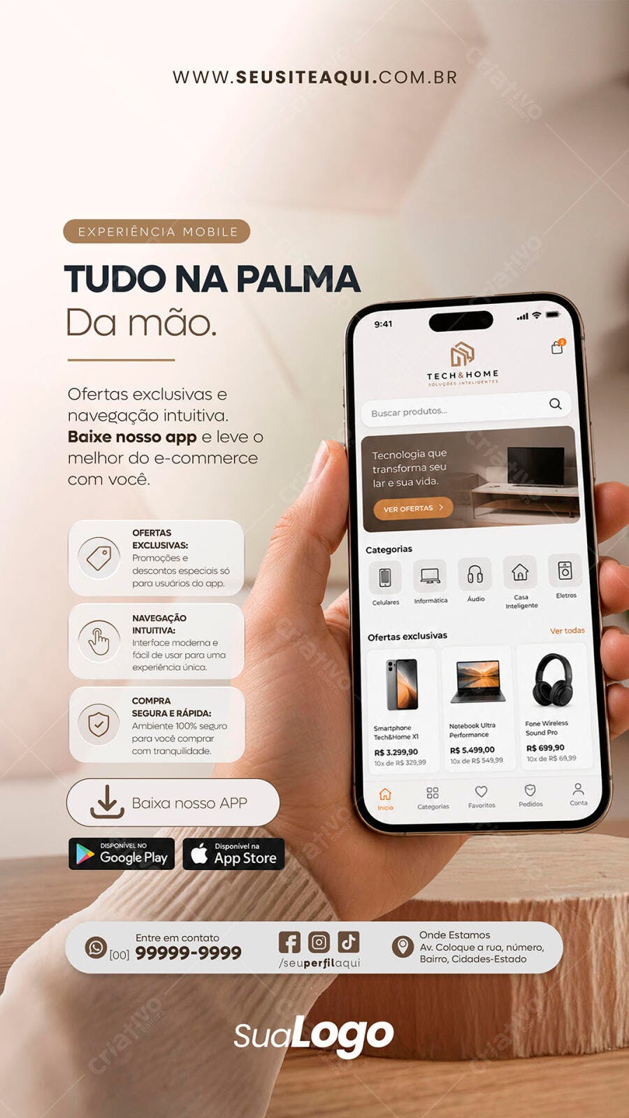 Post Instagram Download App E-commerce PSD Editável