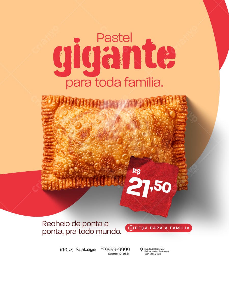 Post Instagram Pastel Gigante Lanchonete PSD Editável