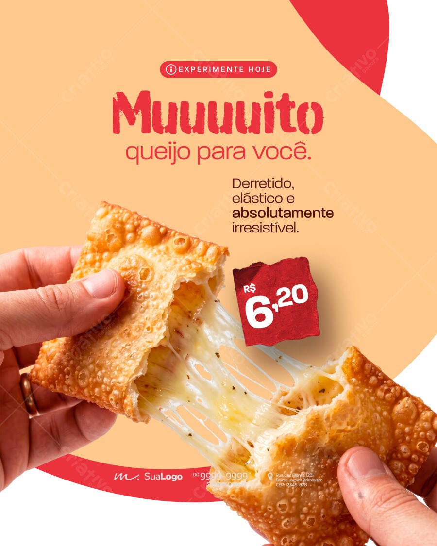 Post Instagram Pastel Queijo Lanchonete PSD Editável