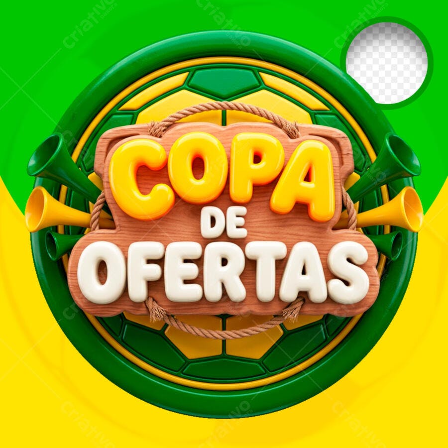 Selo 3D Copa de Ofertas Temático Futebol PNG Transparente