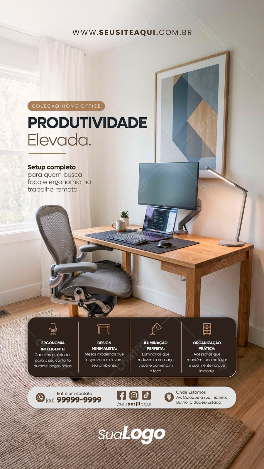 Story Instagram Home Office Produtividade PSD Editável