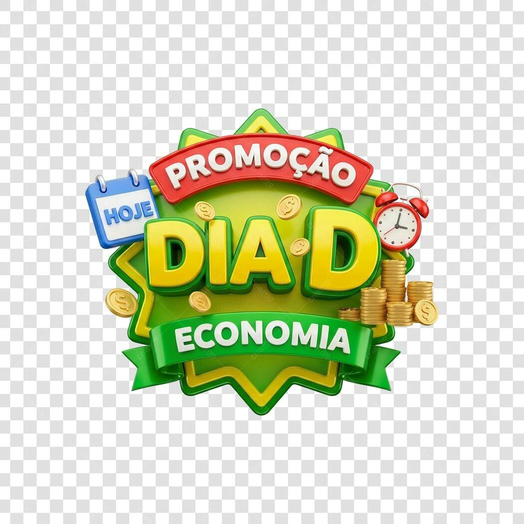 Elemento 3D Dia D Economia Promoção PNG Fundo Transparente
