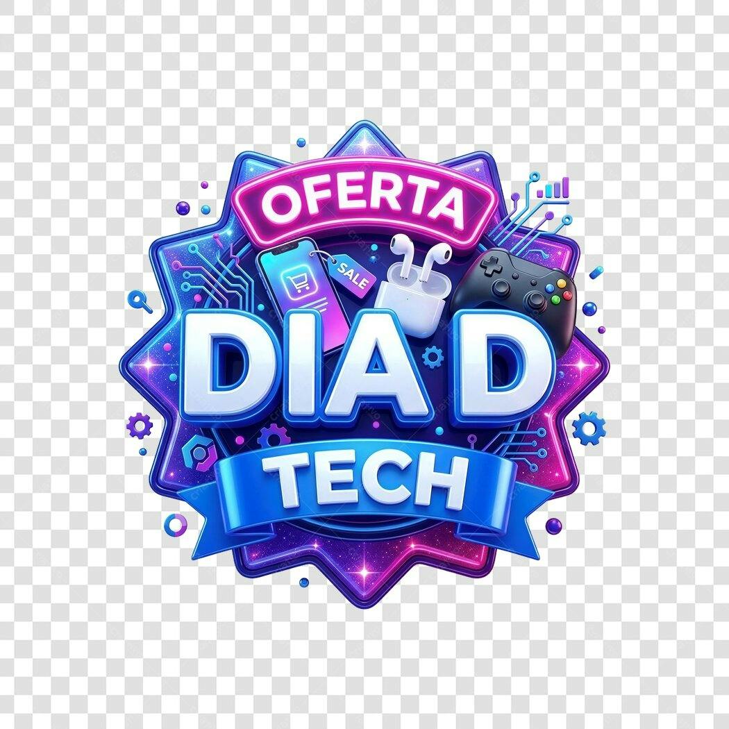 Elemento 3D Dia D Tech Oferta Tecnologia PNG Fundo Transparente