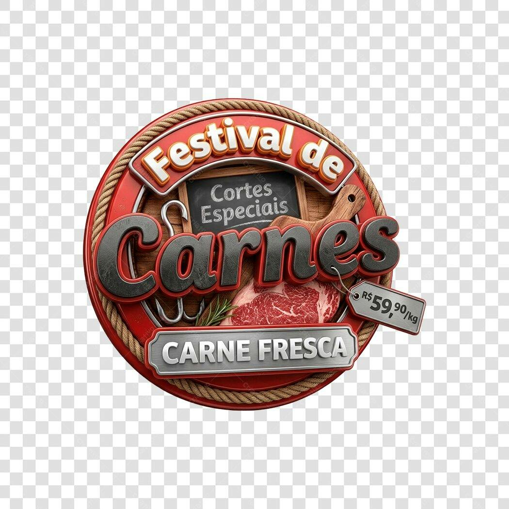 Elemento 3D Festival de Carnes Culinária PNG Fundo Transparente