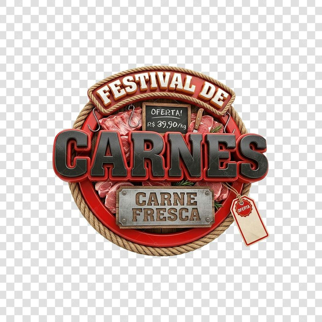 Elemento 3D Festival de Carnes Oferta PNG Fundo Transparente