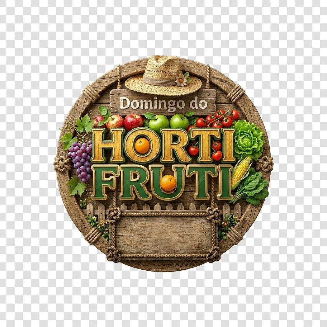 Elemento 3D Hortifruti Domingo do Hortifruti PNG Fundo Transparente