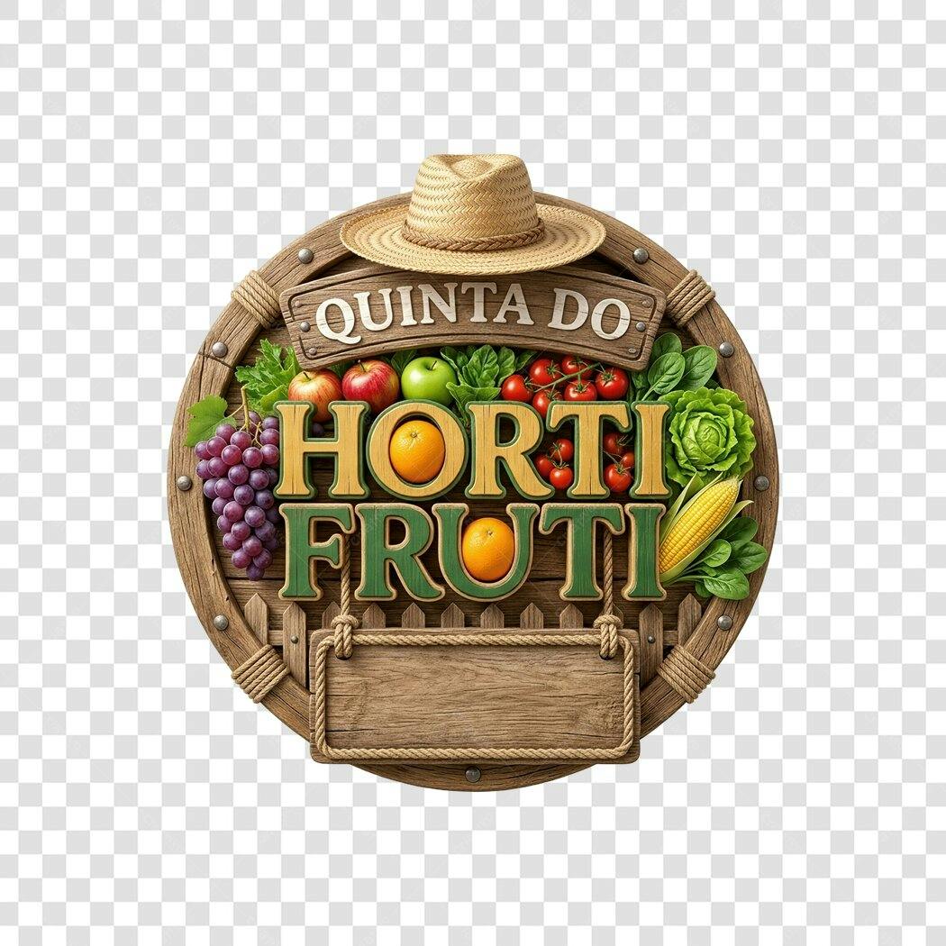 Elemento 3D Hortifruti Quinta do Hortifruti PNG Fundo Transparente