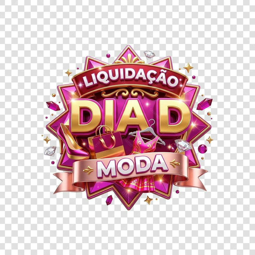 Elemento 3D Liquidação Dia D Moda Rosa Dourado PNG Fundo Transparente